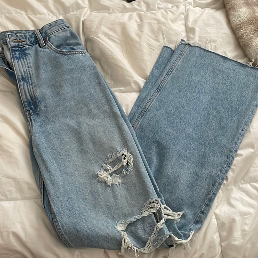 Zara ripped wide leg jeans